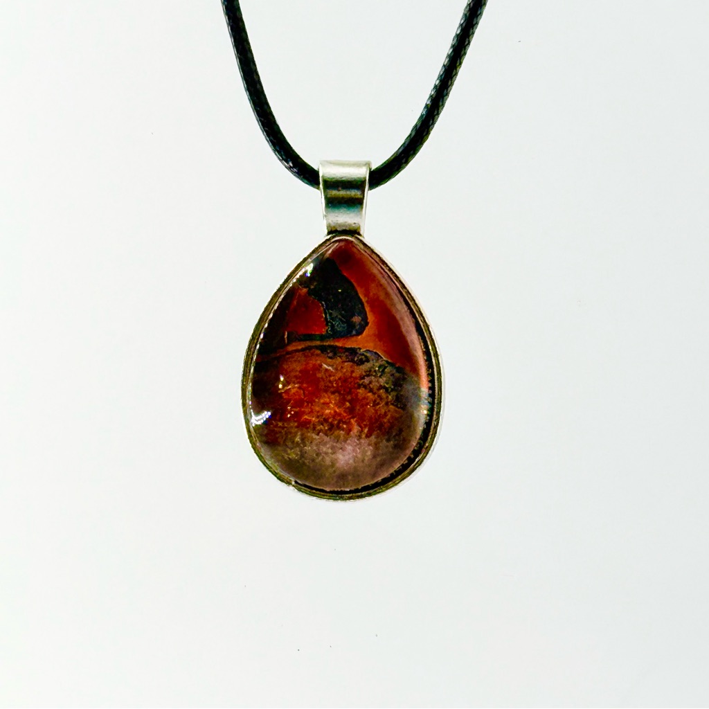 Artisan Teardrop Pendant Necklace In Rich Brown